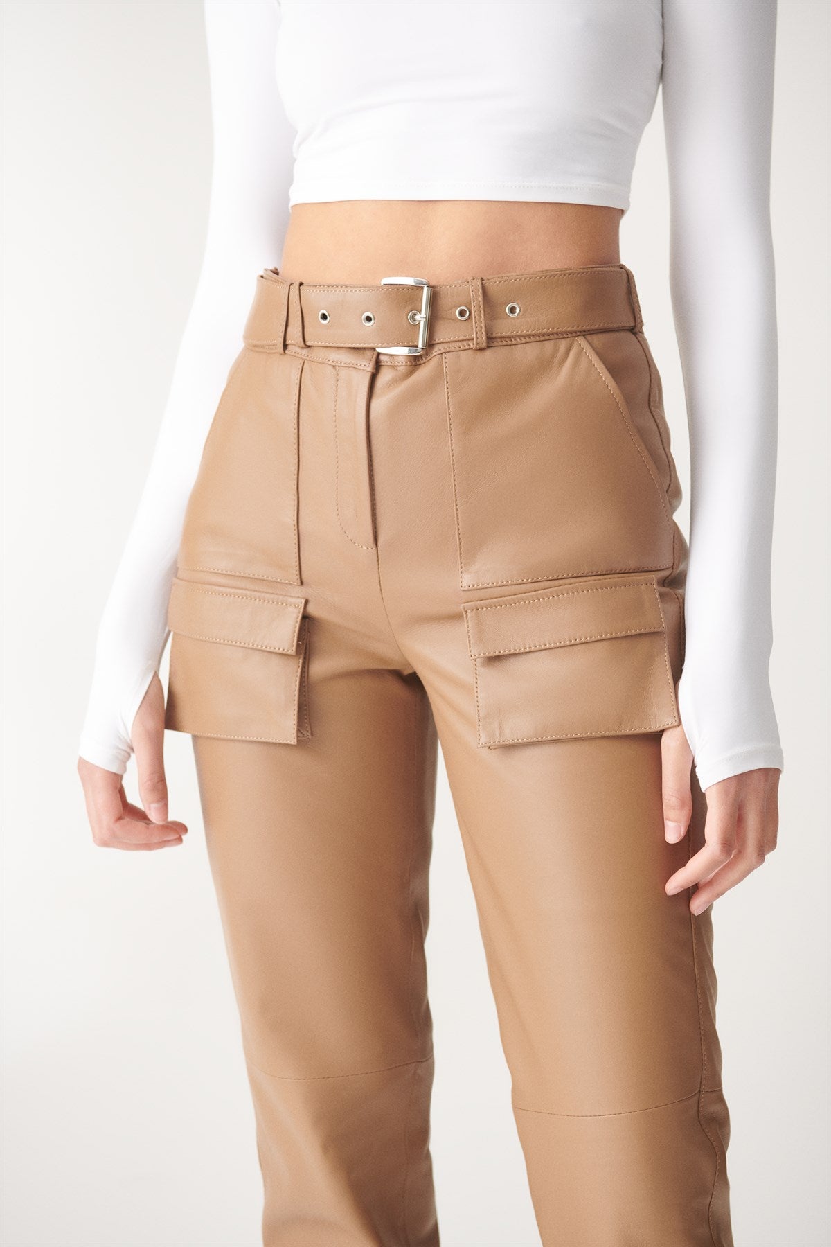 BECCA Brown Sport Leather Pants