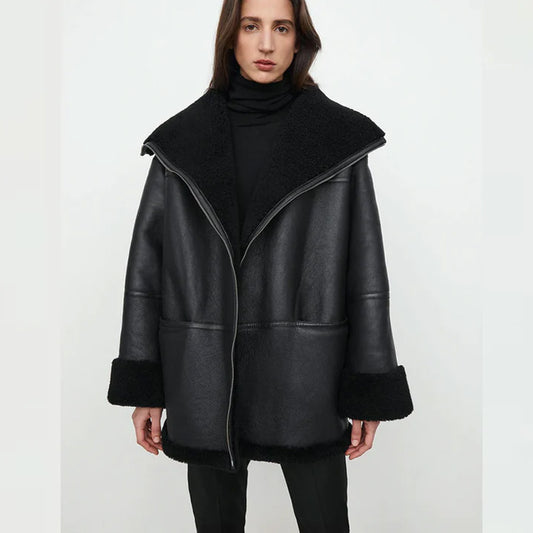 Women B3 RAF Styled Sheepskin Shearling Leather Jacket