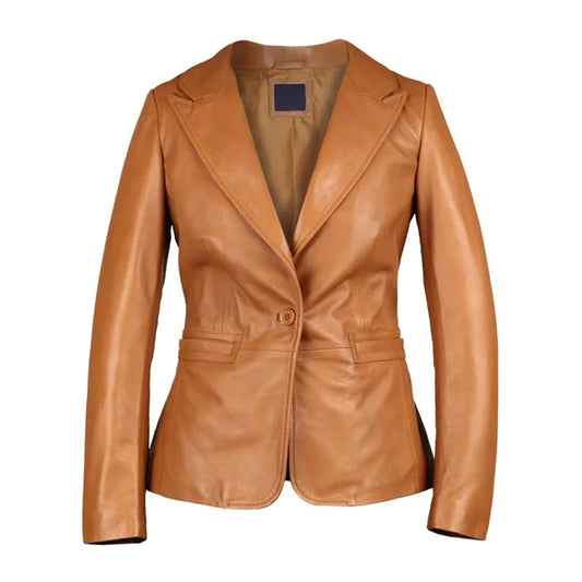 Women's Lambskin Tan Leather Blazer