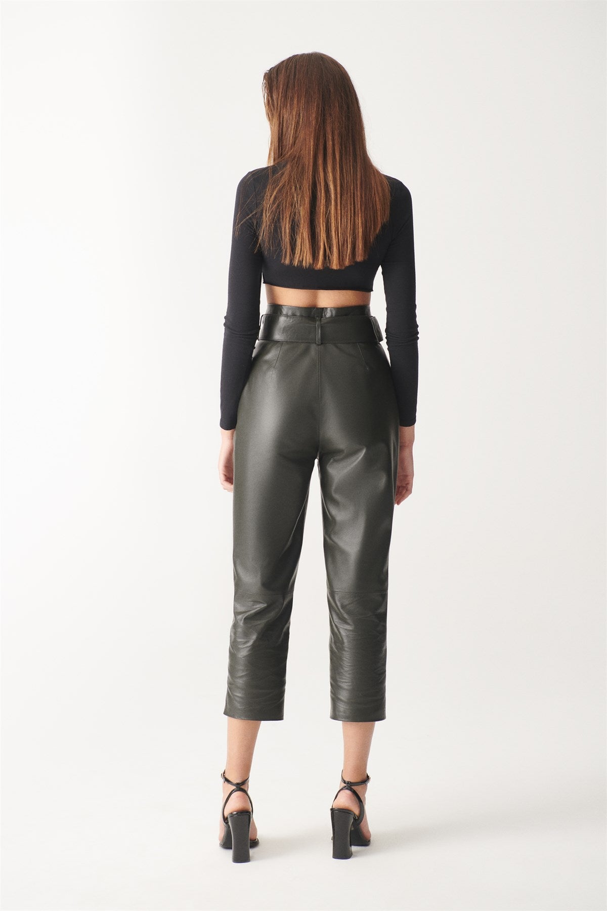 HAZEL Green Sport Leather Trousers