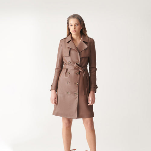 Tan Trench Coat Leather Coat