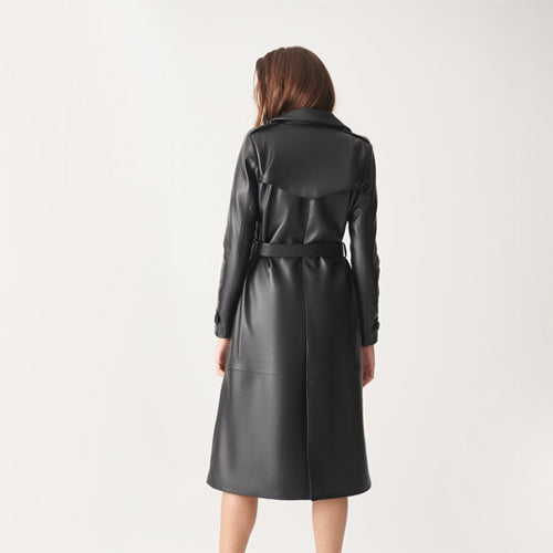 Black Trench Coat Leather Coat