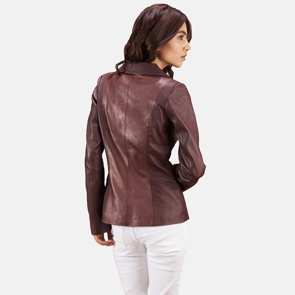 Maroon - Women's Leather Blazer