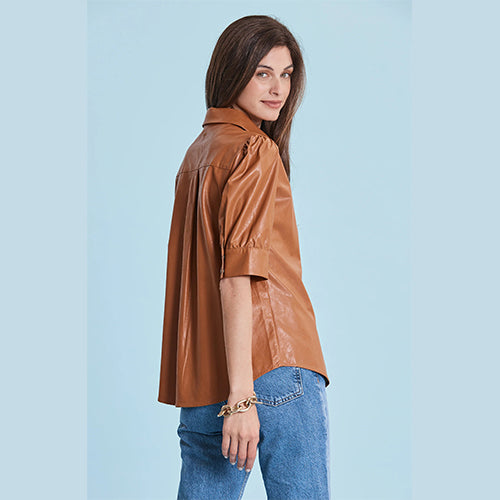 Light Brown Womens Leather Shirt