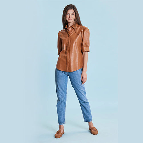 Light Brown Womens Leather Shirt