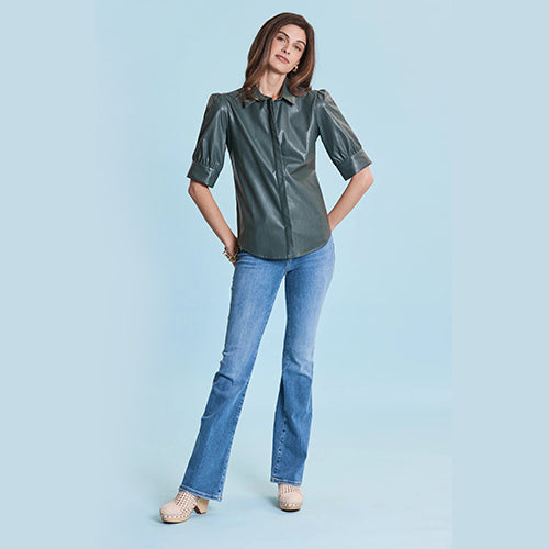 Green Womens Leather Shirt