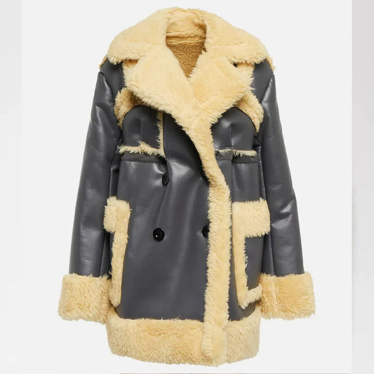 Women's Black Faux Shearling Trimmed Jacket