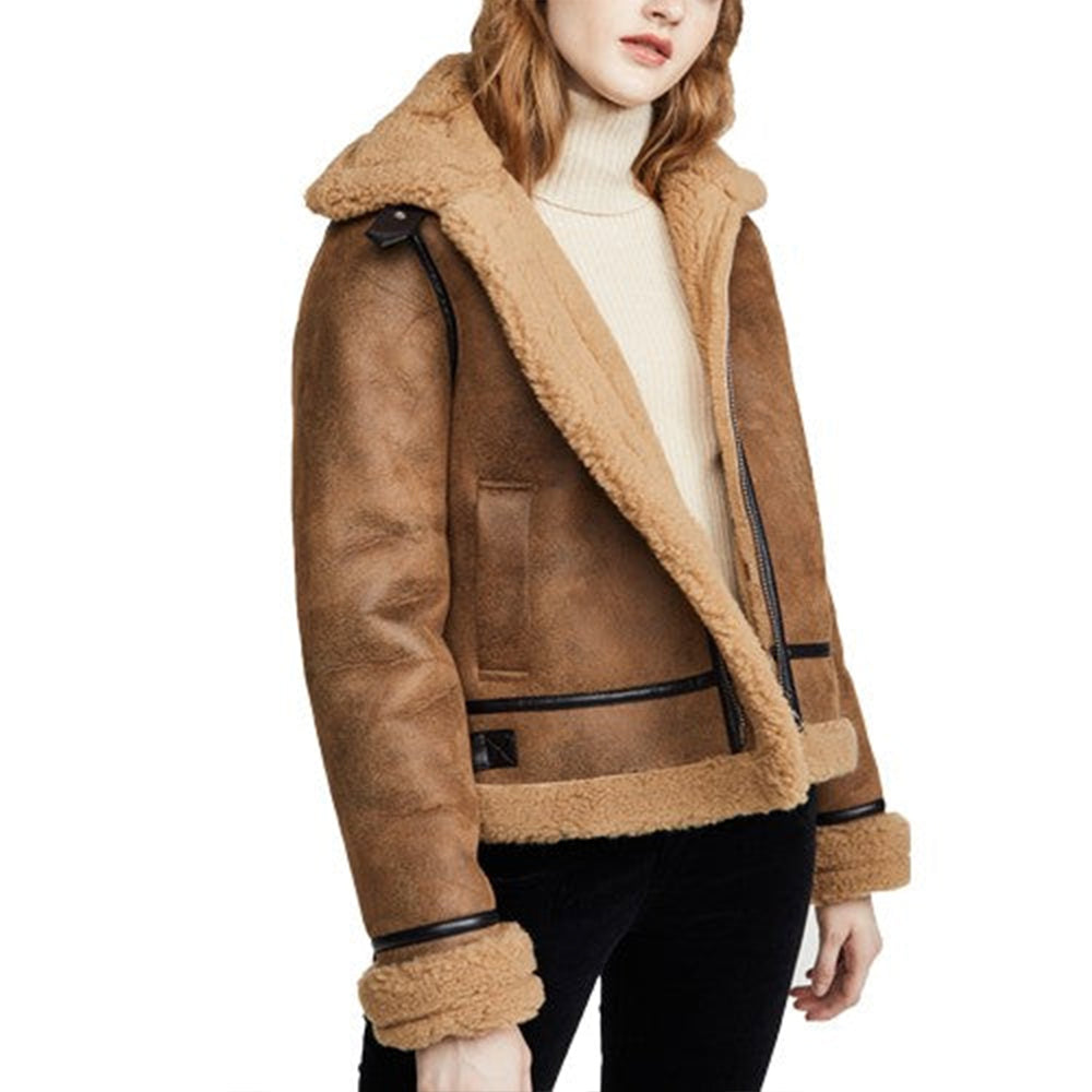 Women’s Brown B3 Bomber Shearling Leather Jacket