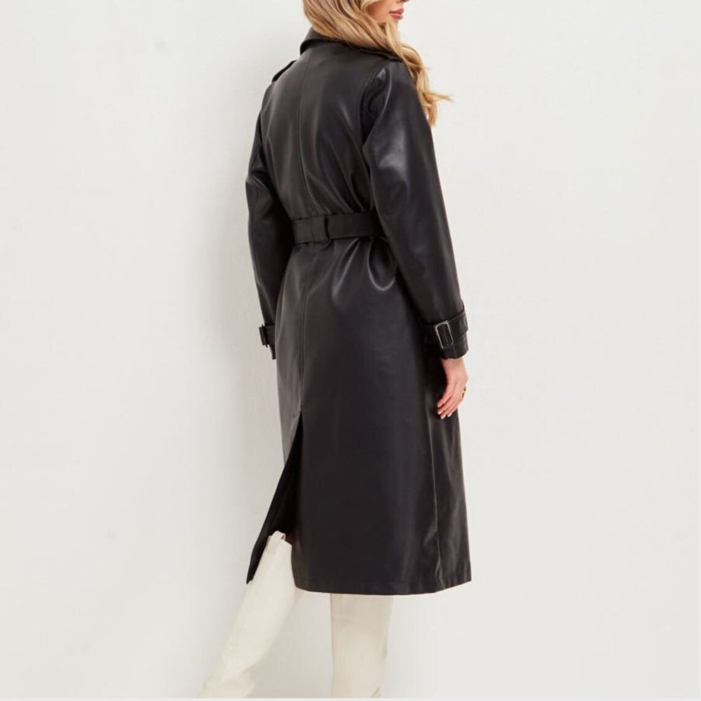 Original Black Leather Long Body Trecnh Coat