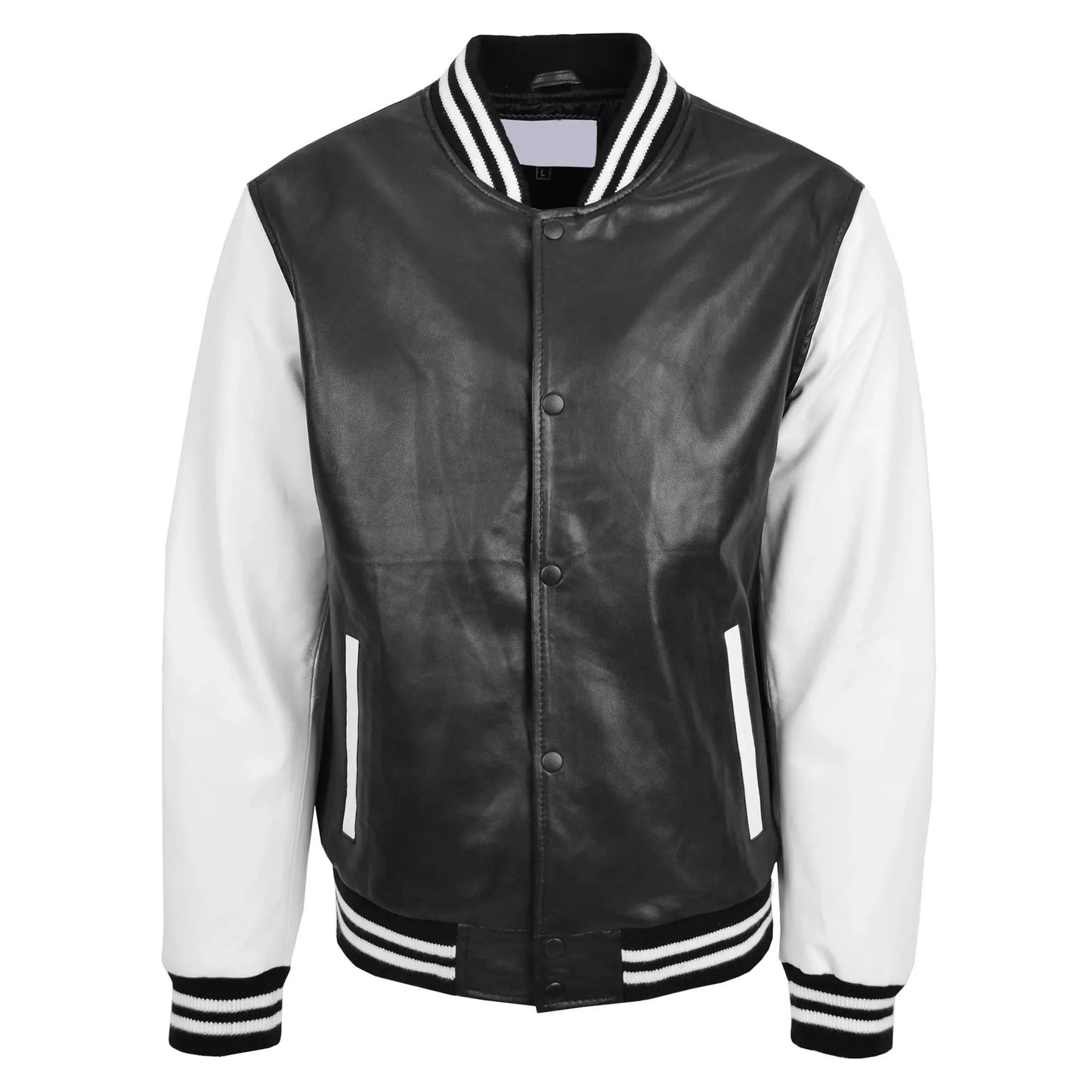 Men's Leather College Boy Varsity Jacket - Garry Black and White