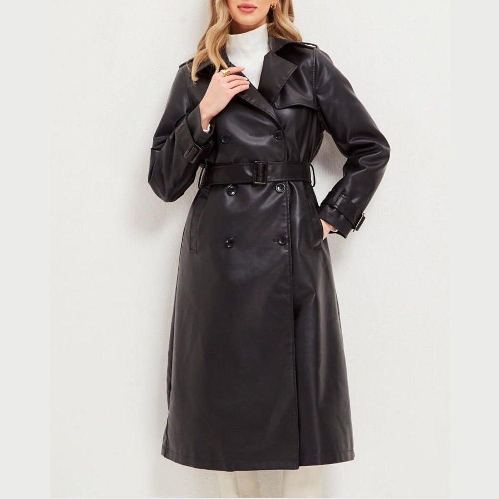 Original Black Leather Long Body Trecnh Coat