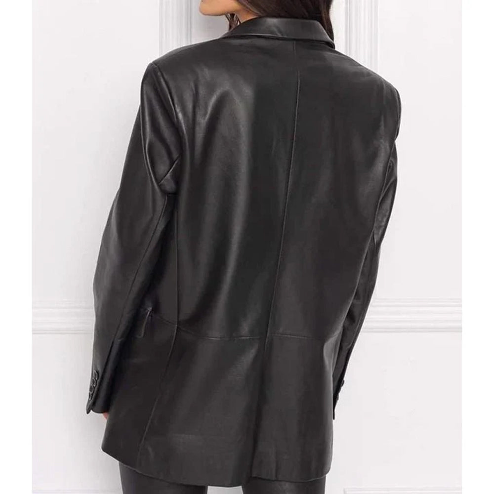 Black Leather Blazer for Women