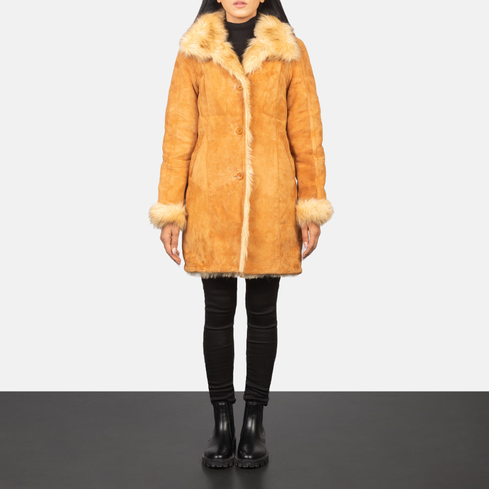 Shearling Beige Leather Coat