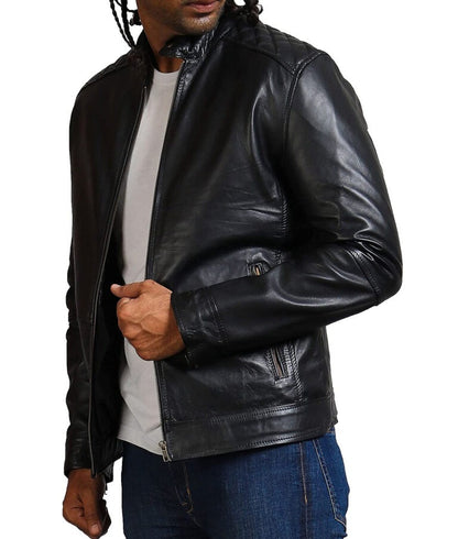 Men’s American Flag Skull Leather Biker Jacket