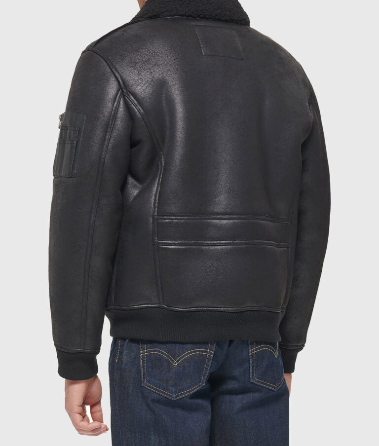 Archie Men’s Distressed Black G-1 Flight Bomber Leather Jacket