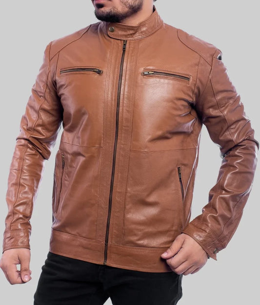Men’s Vintage Brown Biker Leather Jacket