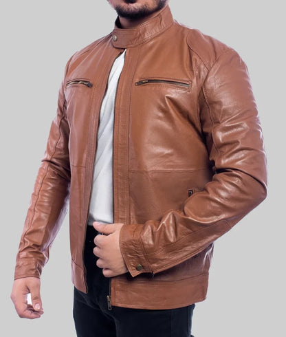 Men’s Vintage Brown Biker Leather Jacket
