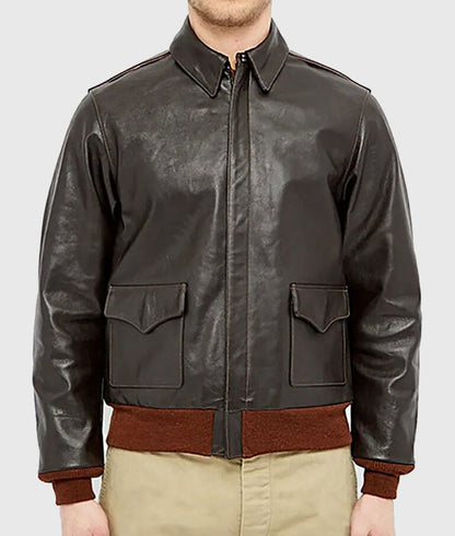 Roco Men’s Dark Brown A-2 Flight Bomber Leather Jacket