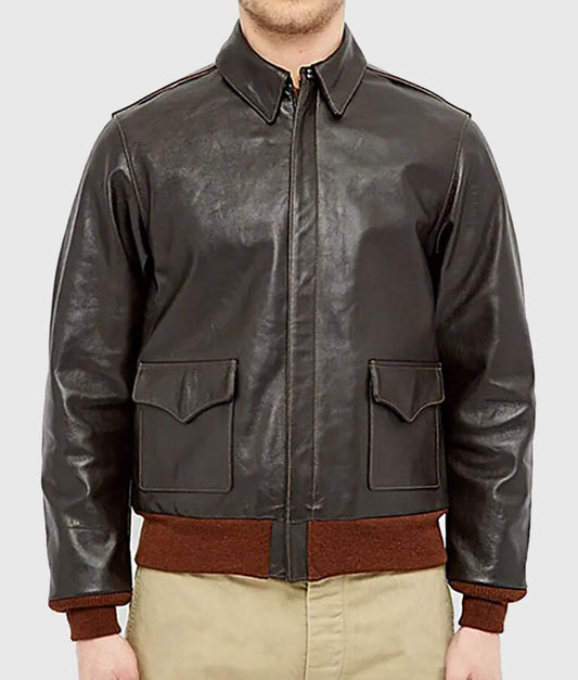 Roco Men’s Dark Brown A-2 Flight Bomber Leather Jacket