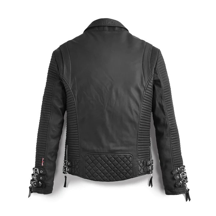 Black Motorcycle Jacket For Men - Biker Addition With Pattern