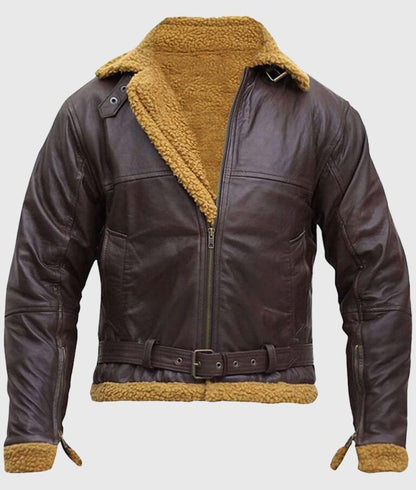 Bart Men's B-3 Shearling Brown Leather Aviator Jacket