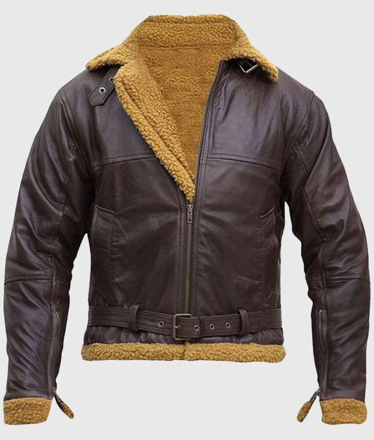 Bart Men's B-3 Shearling Brown Leather Aviator Jacket