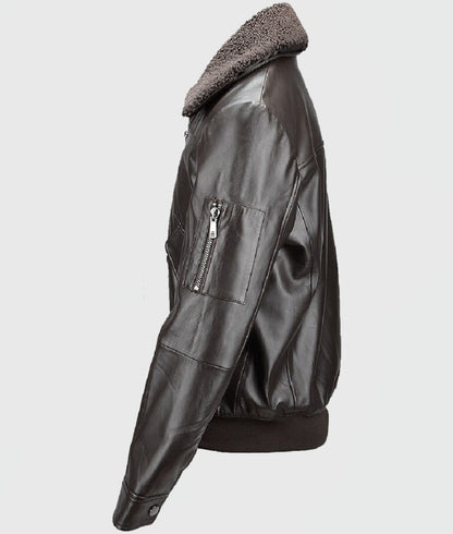 Ben Trendy Men's Brown Leather Bomber Jacket