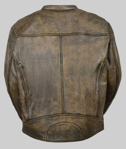 Big Barter Men’s Black Real Leather Cafe Racer Jacket