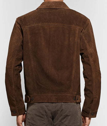 Bill Men’s Dark Brown Western Suede Trucker Utility Jacket