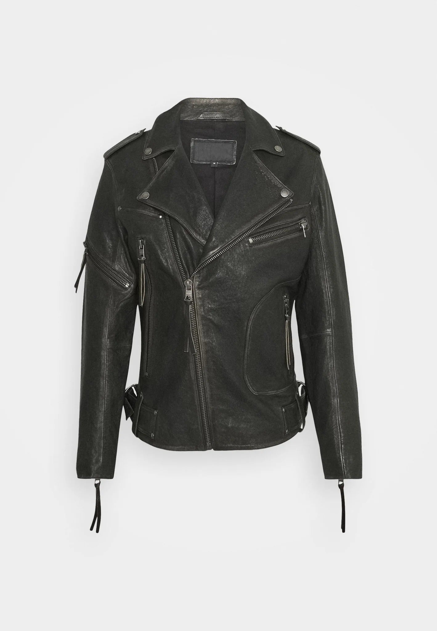 Men's Black Leather Distressed Biker Jacket - Bold & Stylish