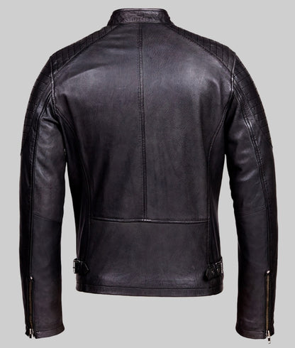 Blacky Men’s Black Real Leather Café Racer Jacket