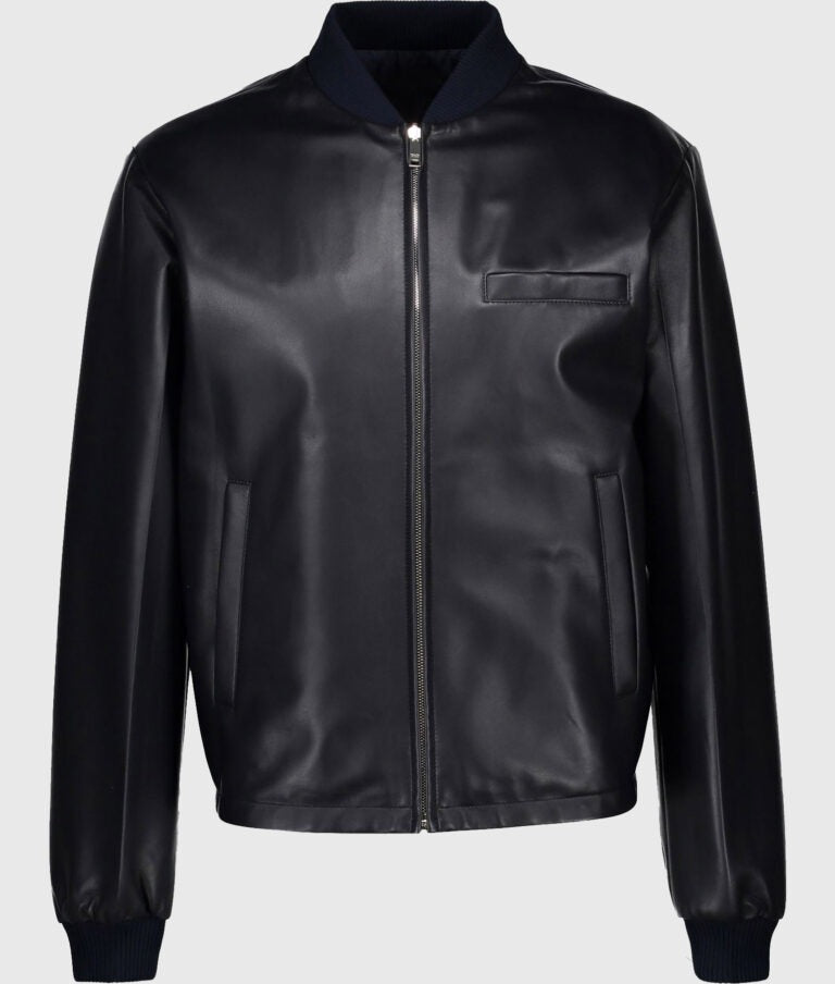Blade Men’s Black Leather Bomber Jacket