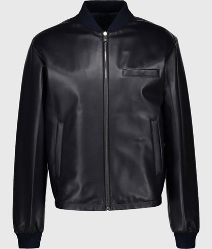 Blade Men’s Black Leather Bomber Jacket