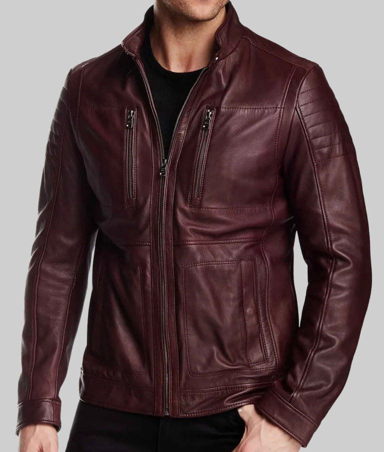 Blinky Men’s Black Real Leather Classic Biker Jacket