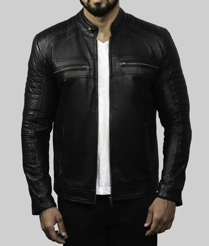 Men’s Classic Black Biker Leather Jacket
