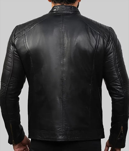 Men’s Classic Black Biker Leather Jacket