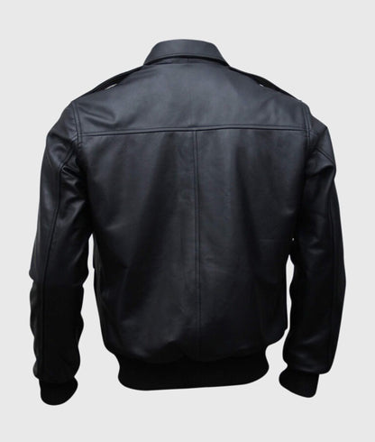 Brian Men's Black A-2 Flight Bomber Leather Jacket