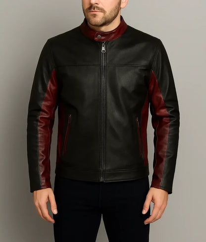 Butler Men’s Black Classic Biker Leather Jacket