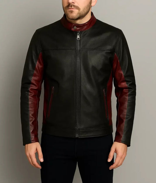 Butler Men’s Black Classic Biker Leather Jacket
