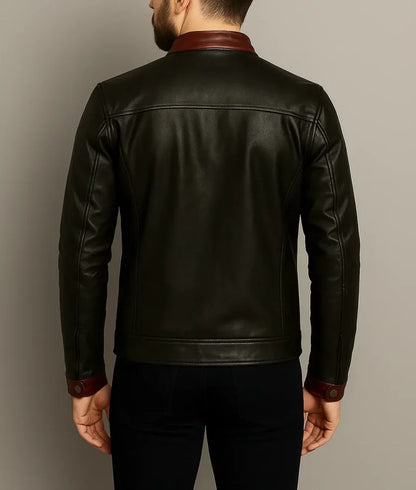 Butler Men’s Black Classic Biker Leather Jacket