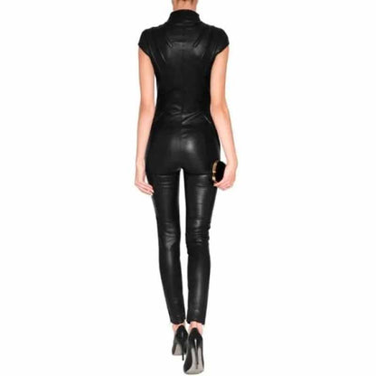 Buy Womens Bodycon Black Leather Jumpsuit Glory Store US