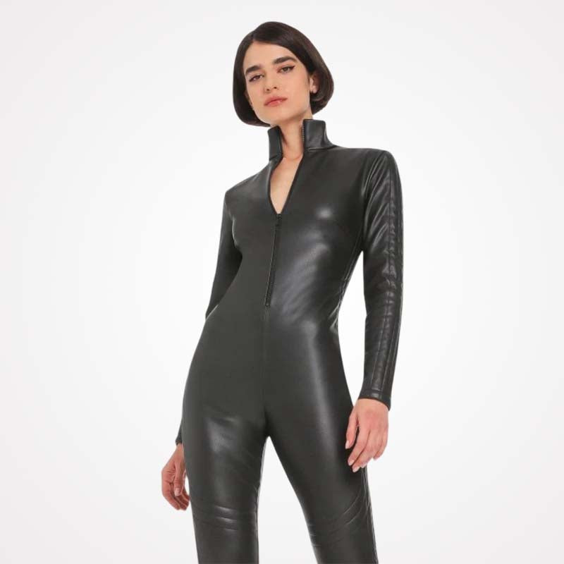 Buy Womens Classy Leather Jumpsuit In Black Glory Store US