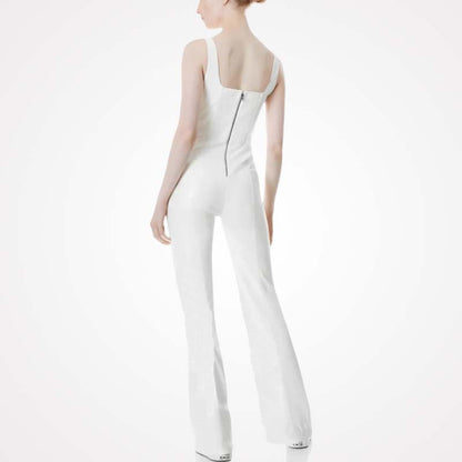 Buy Womens Classy Leather Jumpsuit In White Glory Store US
