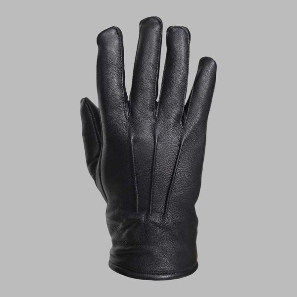 Black Leather Glove with Faux Fur Lining