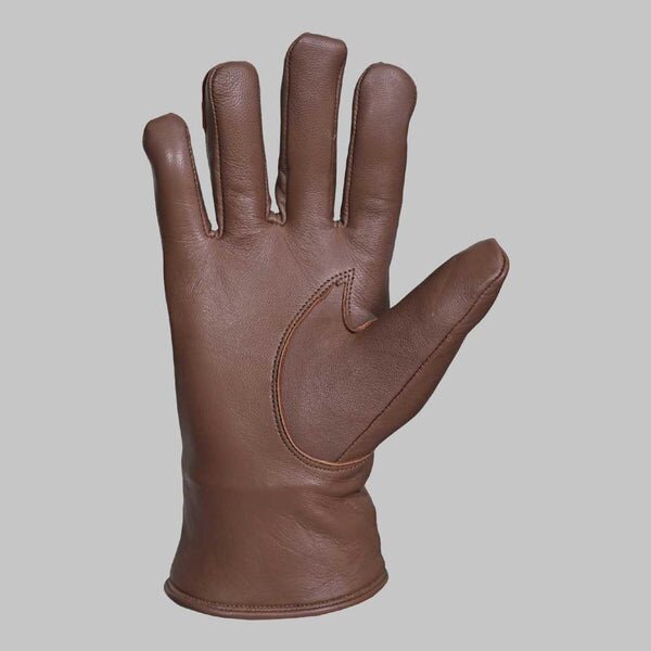 Brown Leather Glove with Faux Fur Lining