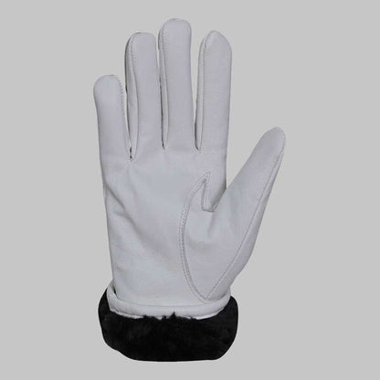 White Leather Glove with Faux Fur Lining