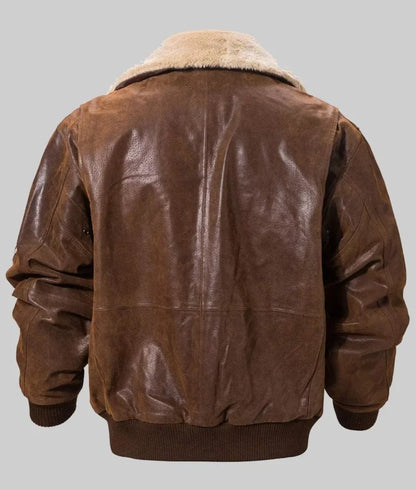 Captain Men’s Military Style Brown Aviator Bomber Leather Jacket
