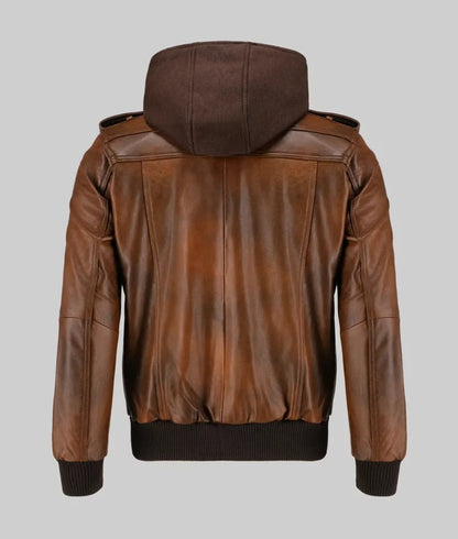 Christian Men’s Brown Hooded Biker Leather Jacket