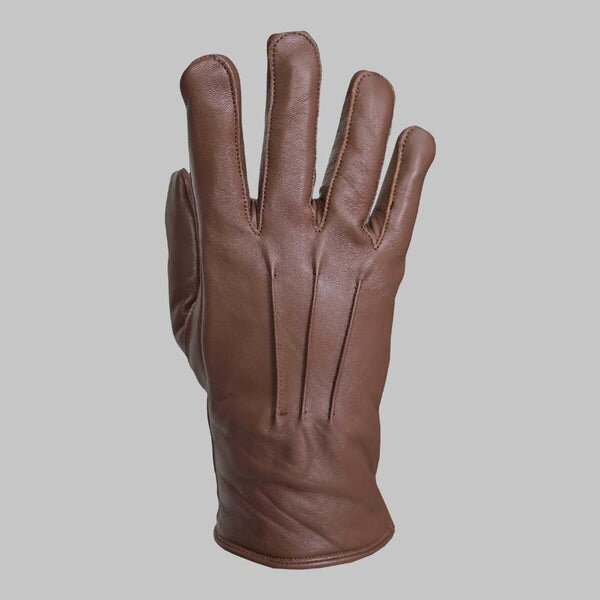 Brown Leather Glove with Faux Fur Lining
