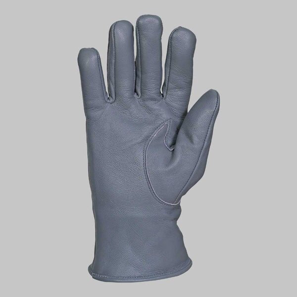 Grey Leather Glove with Faux Fur Lining